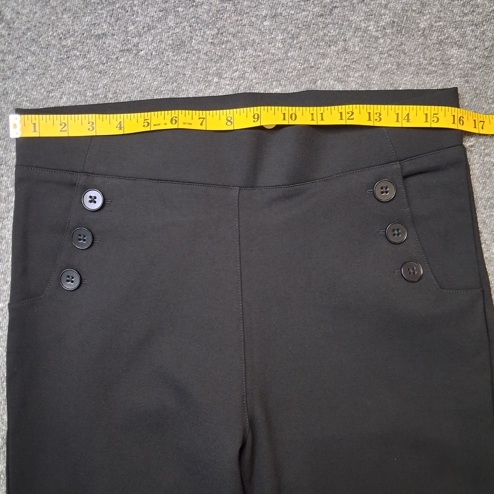 Betabrand Dress Pant Yoga Pant Black Sailor Button Pull On Bootcut Womens Sz L - Picture 4 of 13